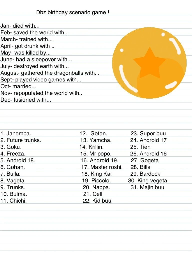 DBZ BIRTHDAY SCENARIO GAME | Fandom