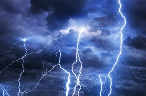Zeus throwing several of his lightning