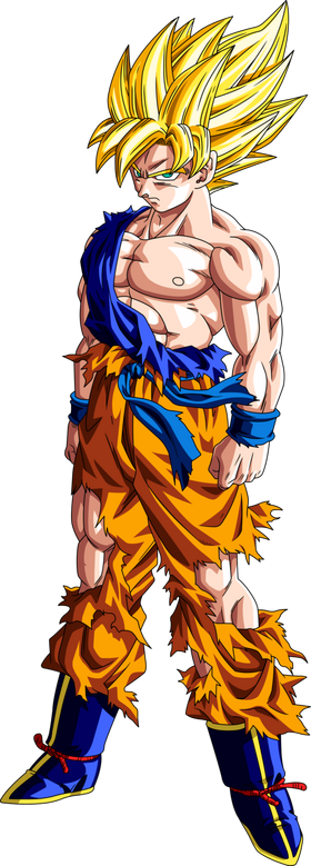 full body of goku turning into a super saiyan, photo