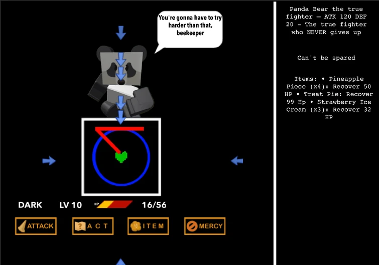 Underbee Panda Bear The True Fighter From Bss Fight Aka Undyne The Undying Fight Fandom