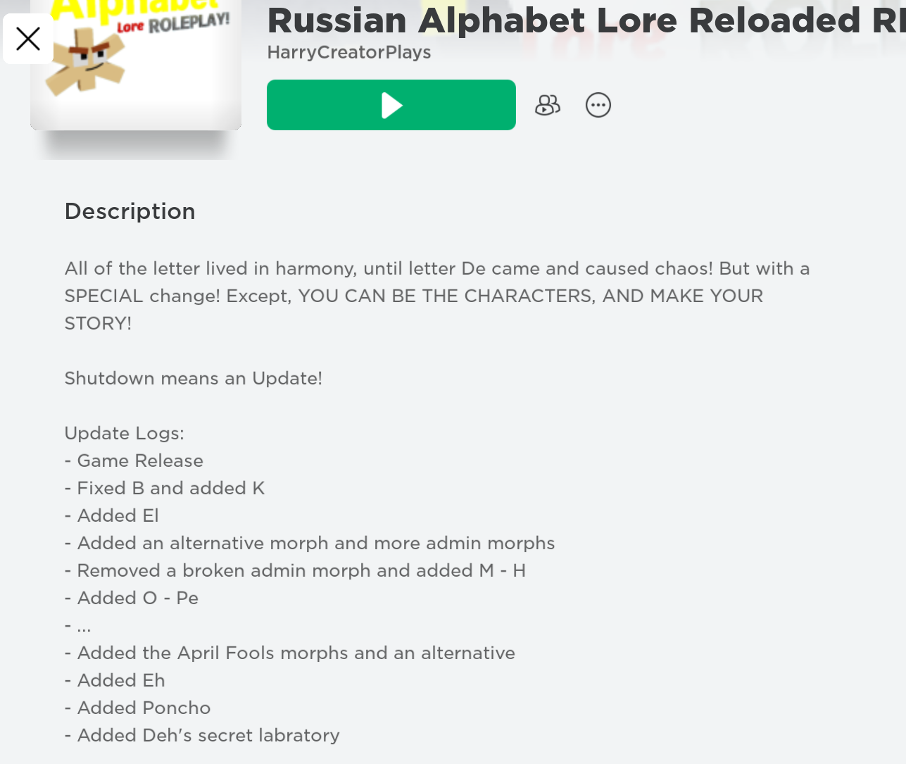 Official Russian Alphabet Lore RP - Roblox