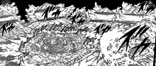Madara Uchiha destroys six moutains while fighting Hashirama with Susanoo-clad Kurama
