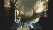 Una Armadura Mecánica de Élite disparando un bombardeo de misiles en una demo de PS3.