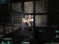 Gavin Morrison hidden within a cage inside the warehouse.