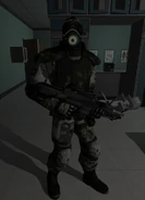 Replica Urban Soldier holding a VES Advanced Rifle