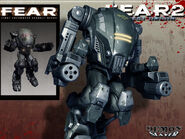 Arte conceptual de los diferentes diseños de la REV6 entre el F.E.A.R. original y F.E.A.R. 2.
