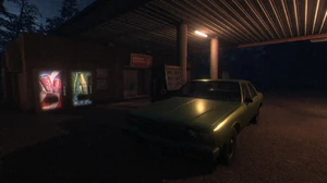 Outside of the Gas Station.