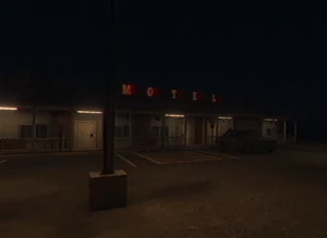 The motel (Rodeway Inn).
