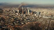 Los Angeles, second largest city in the U.S., in flames after the outbreaks.