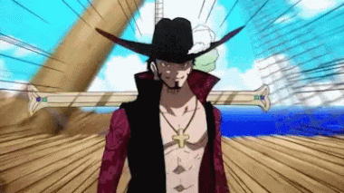 Mihawk apuñalando a Zoro.