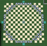 complete circuit of 56 mirrors in optimal configuration.  Any mirrors added in front or in back of these will be out of range, or block a mirror.