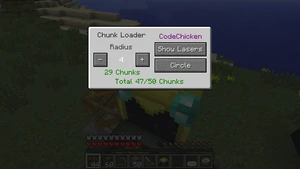 The GUI of the Chunk Loader.