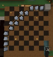Tested optimal placement of mirrors, 14 per quadrant around the Solar Turbine. Pattern would resume where the stone block is and around the rest of the perimeter. If you are taking the cable straight out you would have to leave a gap, or you can take the cable down or up and out, and allow the max 56 mirrors.