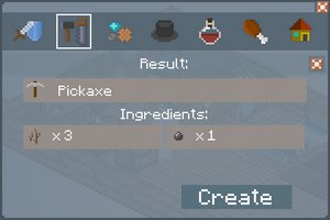 Pickaxe - Crafting Screen