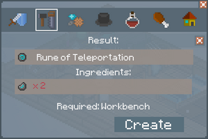 Rune of Teleportation - Crafting Screen