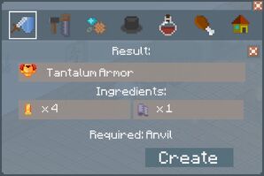 Tantalum Armor Crafting