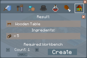 Wooden Table - Crafting Screen