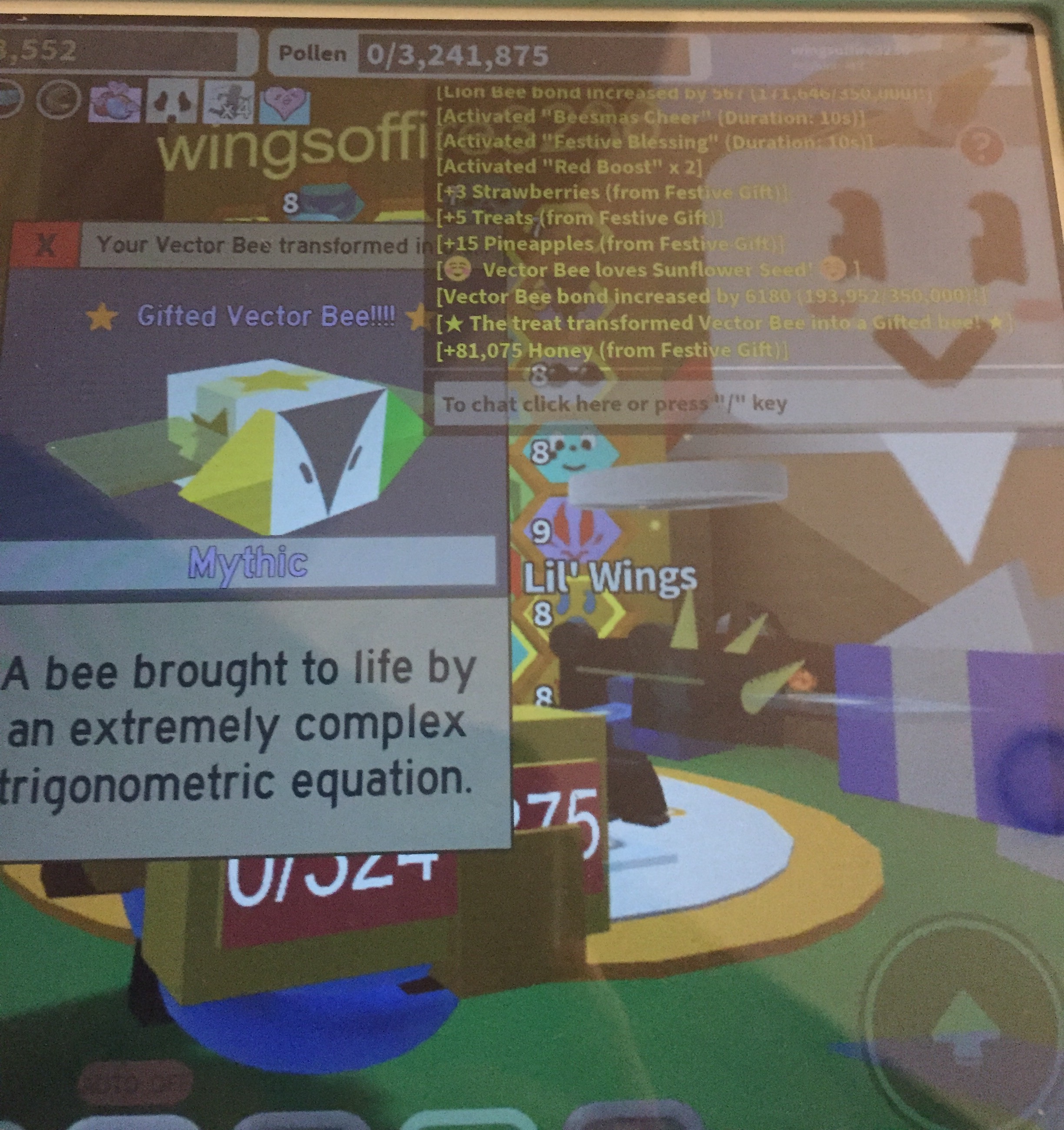 Bee Swarm Simulator Gifted Vector Bee