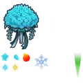 Sprite sheet for the animations of Nifl Frostflowers,  Múspell Fireposy, and  Fresh Bouquet+.