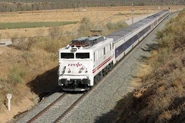 Locomotora 269-405 remolcando Talgo 200 en la línea Bobadilla a Málaga, cerca de Gobantes.