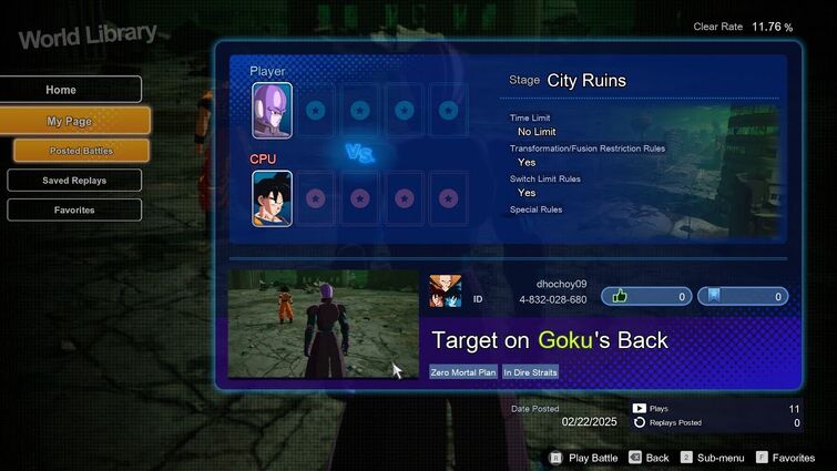 Dragon Ball Sparking! Zero - Target on Goku's Back (Custom Battle)