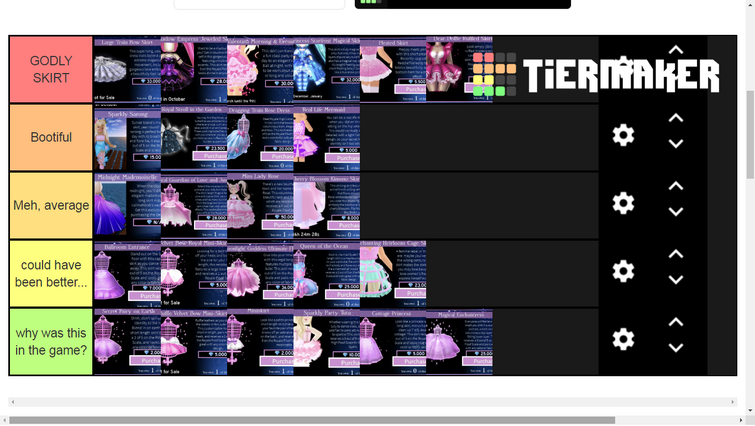 Create a Royale high sets Tier List - TierMaker