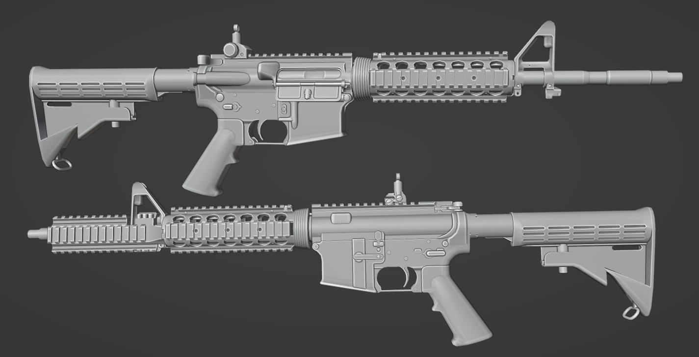 Remodeled M4A1 with RAS handguard + Ergo M4 forward rail extension