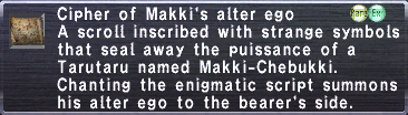 Cipher of Makki's alter ego