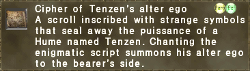 Cipher of Tenzen's alter ego