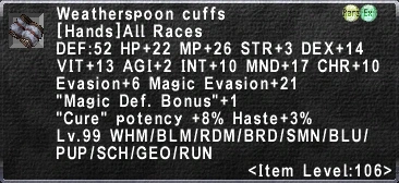Weatherspoon Cuffs | FFXIclopedia | Fandom