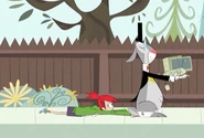Herriman holding Frankie's computer