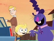 A very cute Young Man Rivers meeting a kind and friendly purple imaginary friend of his on Adopt-A-Thought Saturday noon..