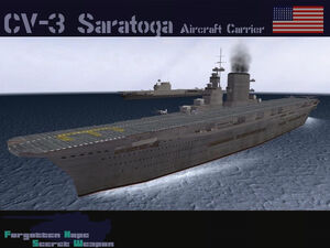 The USN aircraft carrier USS Saratoga CV-3 leaving San