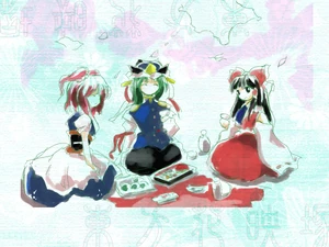 Final de Reimu de Perfect Cherry Blossom, junto a Eiki y Komachi