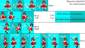 Sprites de Reimu de Unfinished Dream of All Living Ghost