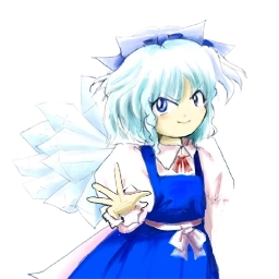 Retrato de Cirno en la demo de Perfect Cherry Blossom