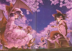 Arte de Reimu, Remilia, Marisa, Kasen, Sakuya y Youmu