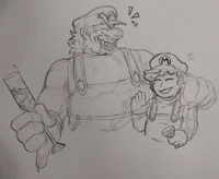 M tomando vino con Mora