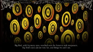 BigBirb23.png (1,17 MB) Gran Ave, con sus muchos ojos, vigilaba el bosque en busca de intrusos. Los ojos de Gran Ave pueden ver muy lejos y cosas que nosotros no podemos ver.