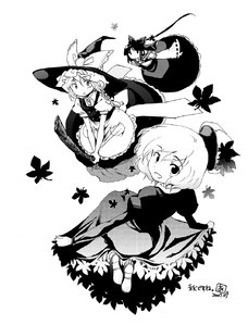 Reimu en el Web Blog de Silent Sinner in Blue (09-08-2007), junto a Marisa y Shizuha