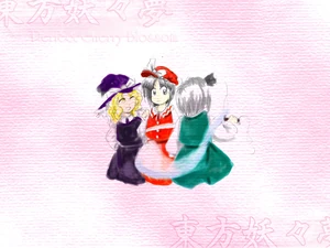 Final de Reimu de Perfect Cherry Blossom, junto a Marisa y Youmu