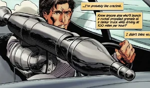 Ash con la Rocket Hand, utilizándola contra un grupo de policías Deadites