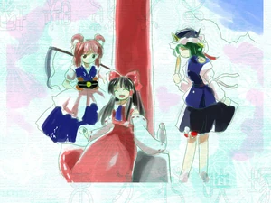 Final de Reimu de Perfect Cherry Blossom, junto a Eiki y Komachi