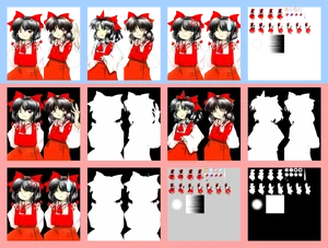 Sprites y retratos de Reimu de Embodiment of Scarlet Devil