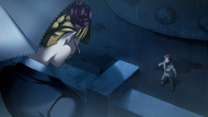 Beatrice enfrentando a Battler en La Alianza de la Bruja Dorada