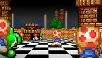In sane2.png (310 kB) Devil a punto de pelear con un ejército de Toads y Yoshis en Power Star 2, desde otro ángulo