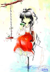 Ilustración de ZUN, "Fiesta de Té de Reimu"