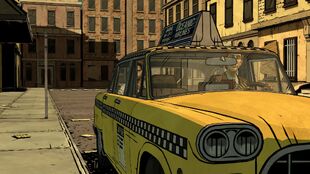 Oceanic Airlines advertised on a cab in The Wolf Among Us.