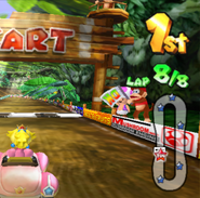 Diddy Kong's cameo (screenshot from Mario Kart Arcade GP2).