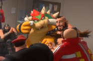 Bowser cheering at Zangief.